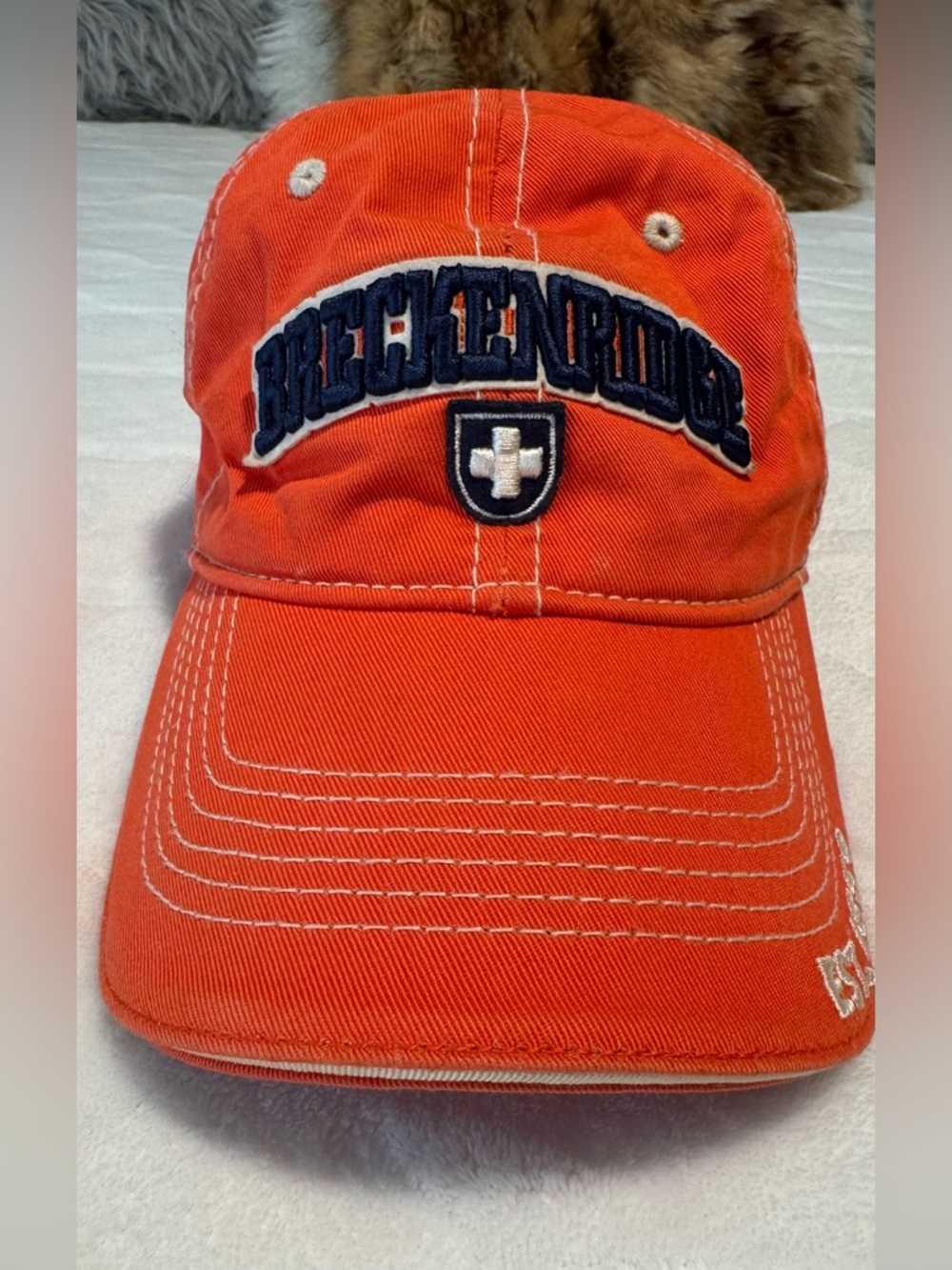 BRECKENRIDGE Orange  CAP HAT COTTON  SKI Embroidered EST. 1859 Colorado BASEBALL